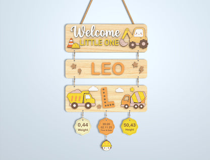 Nursery Birth Stats Sign SVG File for Glowforge and xTool