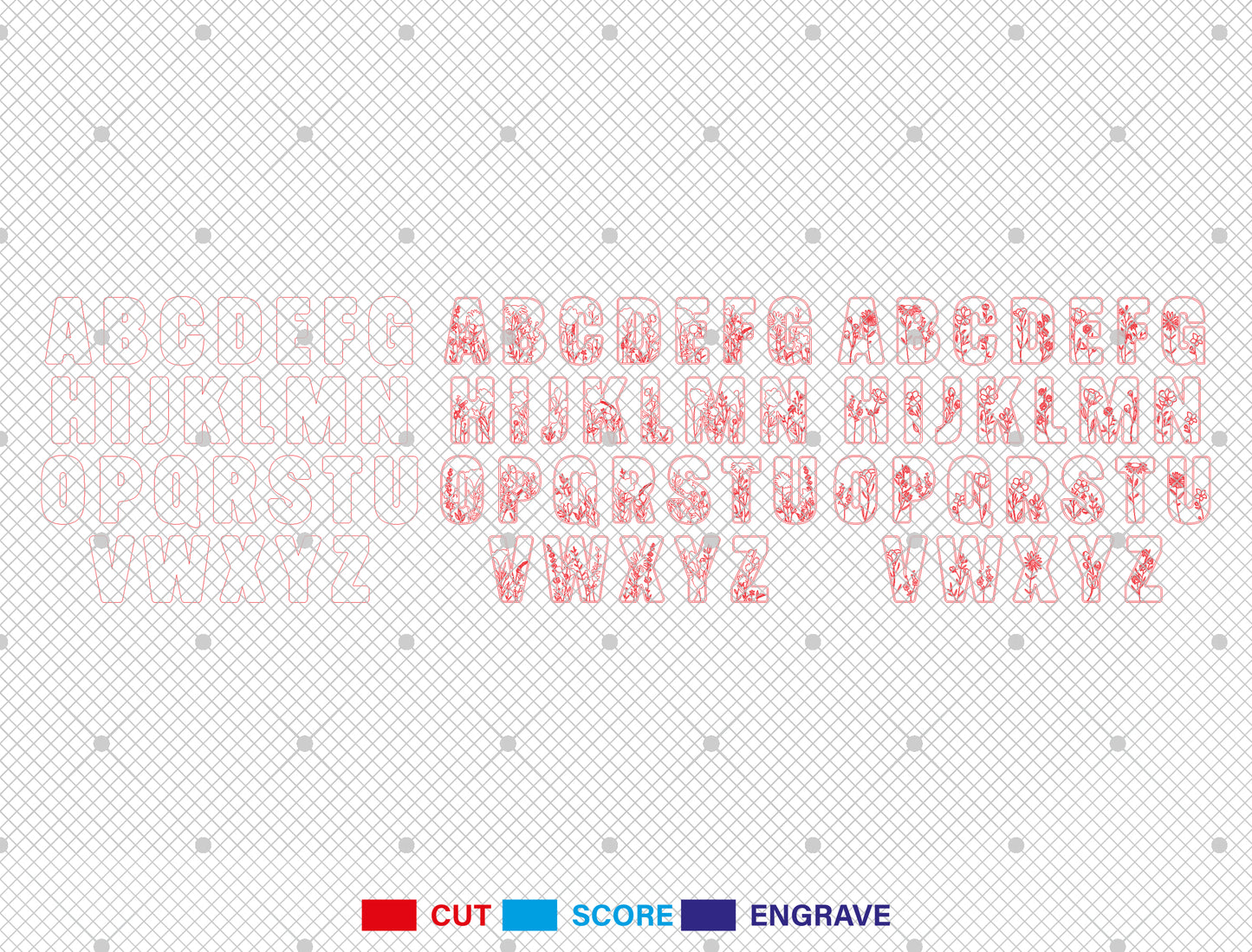 Floral Alphabet SVG Bundle for Glowforge and xTool Laser Cut File
