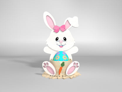 Cute Bunny Egg Holder Stand SVG Easter 4 Designs for Glowforge and xTool