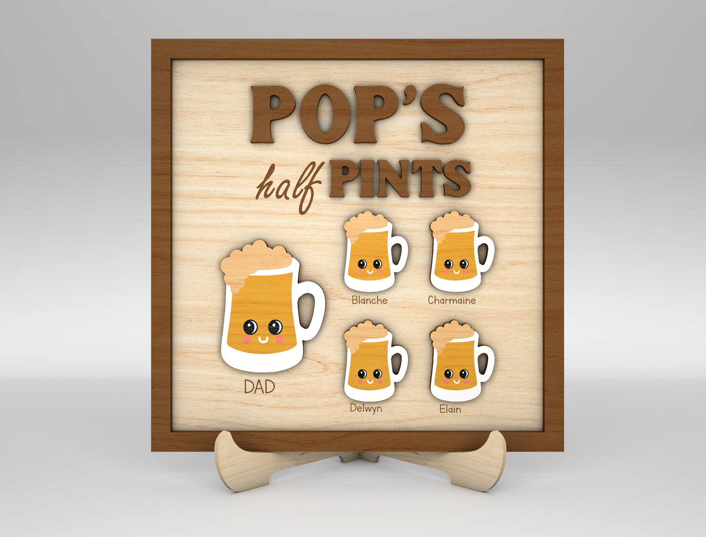 Daddy's Half Pints Beer Mug Sign SVG Laser Cut File for LightBurn and xTool