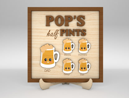 Daddy's Half Pints Beer Mug Sign SVG Laser Cut File for LightBurn and xTool