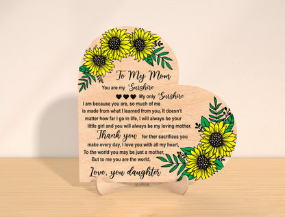 Mom Sunflower Poem Plaque SVG Bundle for Glowforge and LightBurn