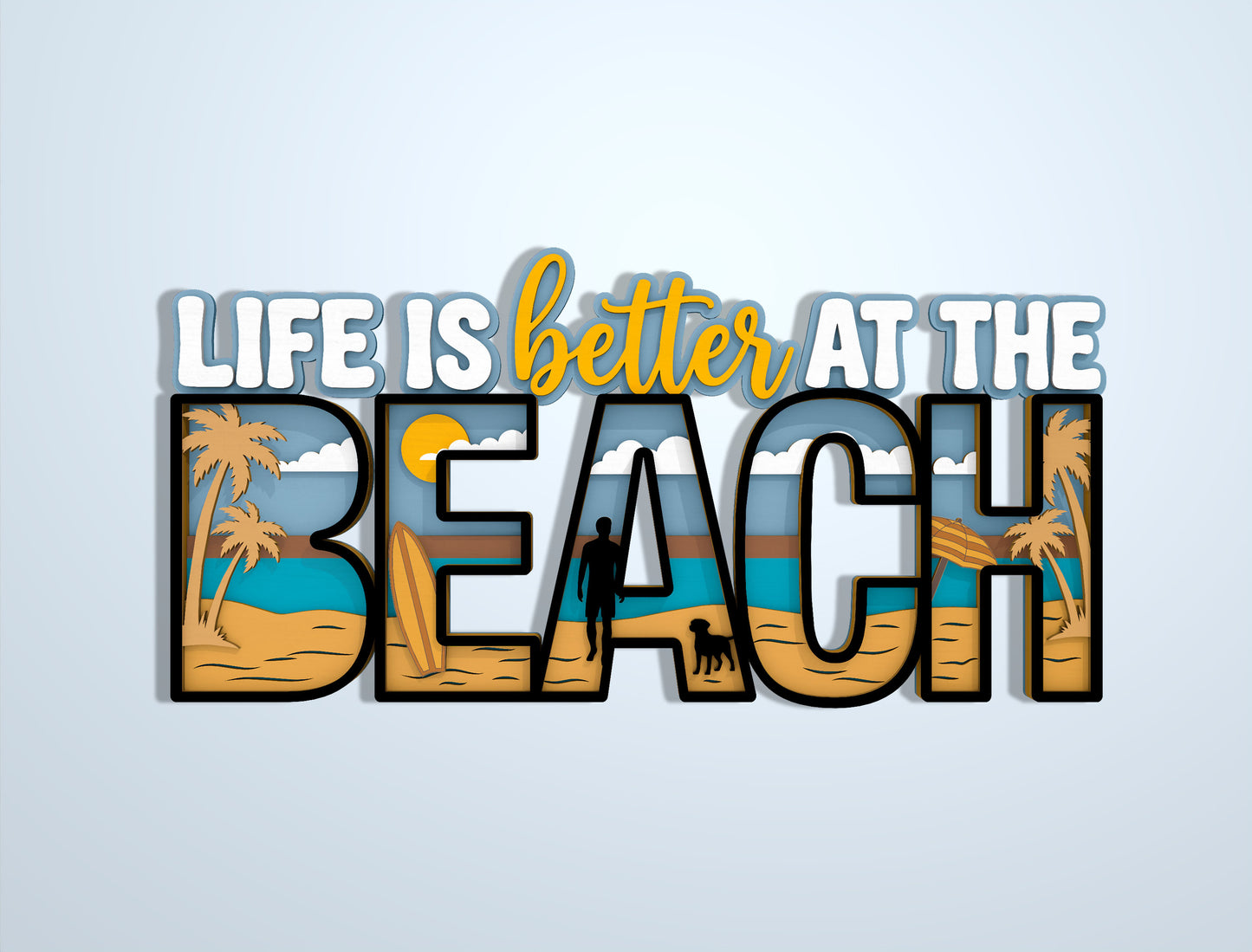 Multilayer Beach Summer SVG Bundle Laser Cut File for Glowforge