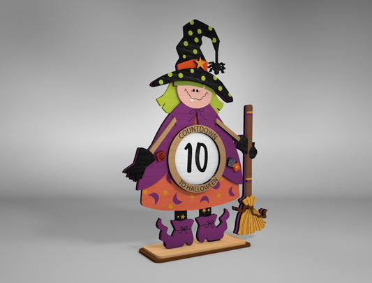 Halloween Witch Countdown Calendar SVG Standing Shelf Sitter for xTool Glowforge LightBurn