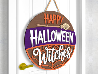 Witch Halloween Door Sign SVG Laser Cut Files for Glowforge