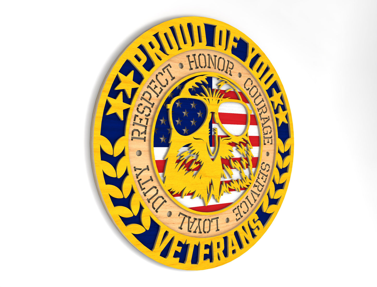 Thank You Veterans Round Sign SVG Laser Cut File for Glowforge