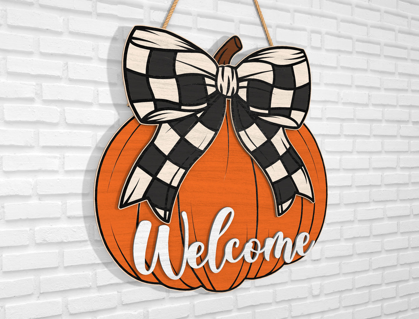 Welcome Pumpkin Bow Door Hanger SVG Bundle for Glowforge xTool LightBurn 3 Designs