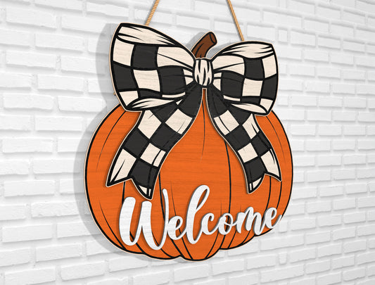 Welcome Pumpkin Bow Door Hanger SVG Bundle for Glowforge xTool LightBurn 3 Designs