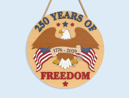America 250 Round Sign SVG Bundle for Glowforge and xTool