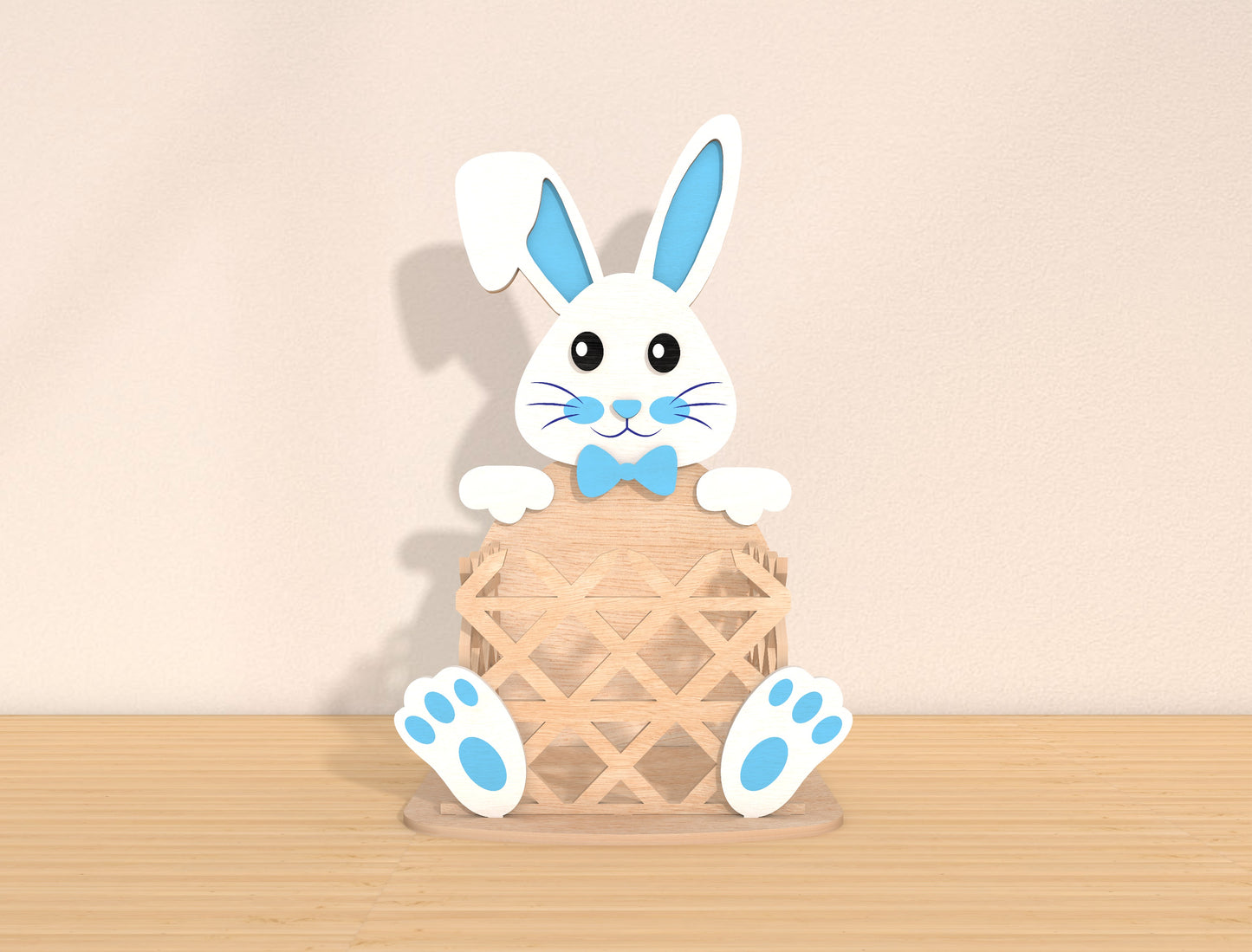 Easter Bunny Basket SVG Wooden Rabbit Egg Basket Spring for Glowforge