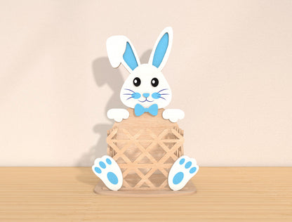 Easter Bunny Basket SVG Wooden Rabbit Egg Basket Spring for Glowforge