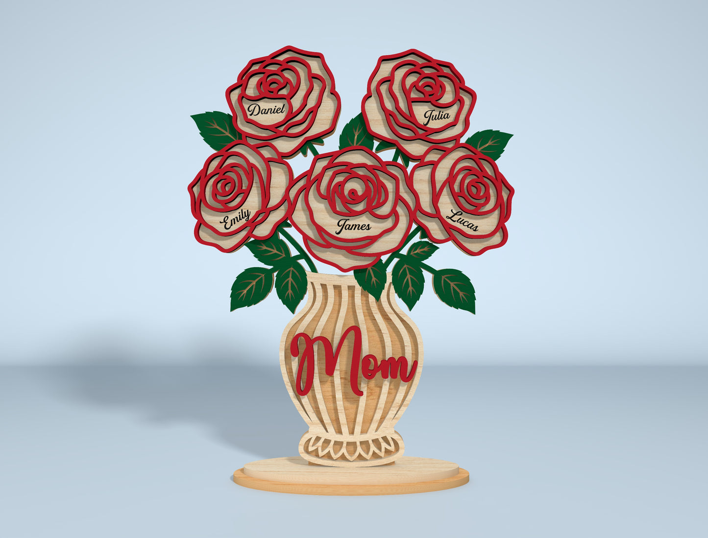 Personalized Rose Vase Stand Sign SVG for LightBurn and xTool