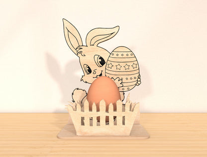 Bunny Egg Holder SVG Bundle Simple Rabbit Egg Stand for Glowforge and xTool
