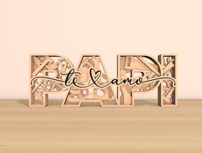 Personalized Papa Tool Name Sign SVG Laser Cut File for Glowforge and xTool