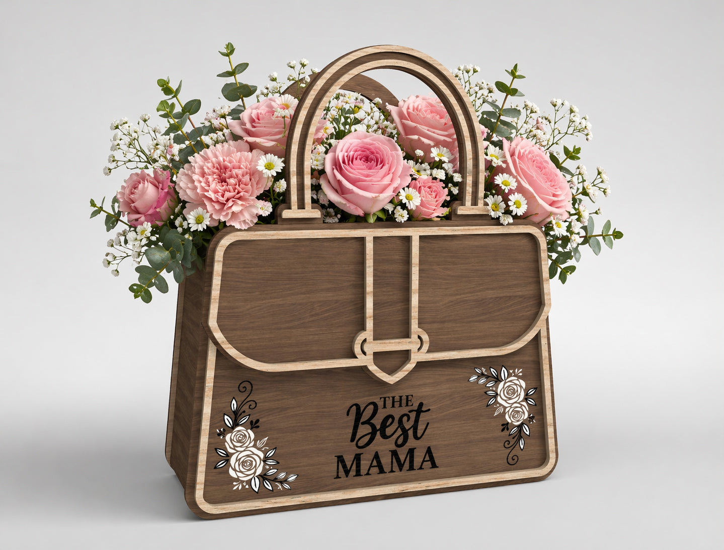 3D Flower Basket SVG Bundle Decorative Wooden Carrier Laser Cut File for xTool and LightBurn
