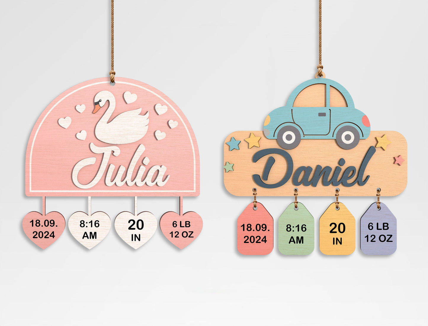 Baby Name Sign SVG Bundle Laser Cut File for Glowforge and xTool