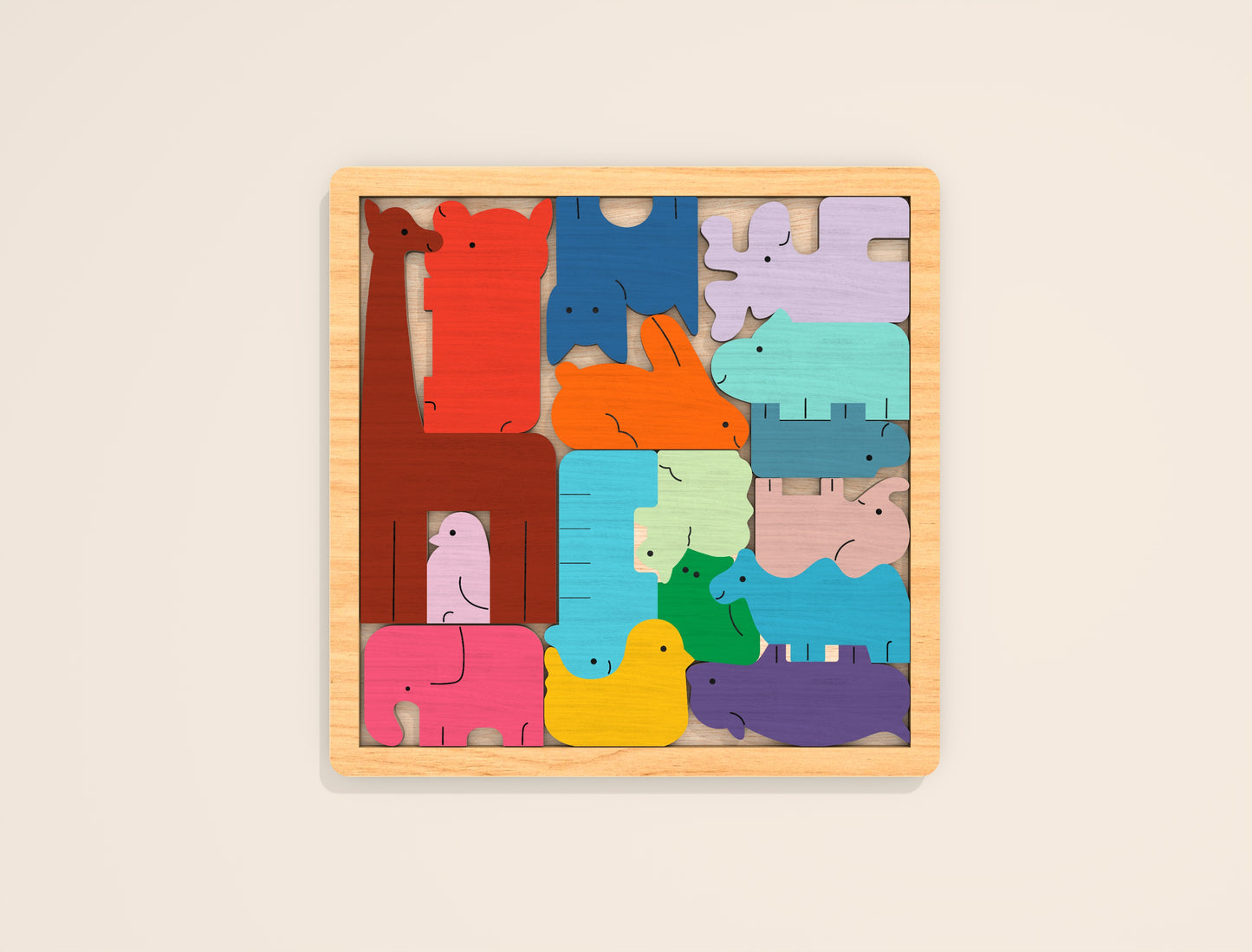 Animal Puzzle Board SVG Laser Cut File for LightBurn and Glowforge