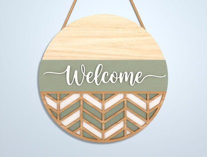 Geometric Welcome Door Sign SVG Bundle for LightBurn and Glowforge