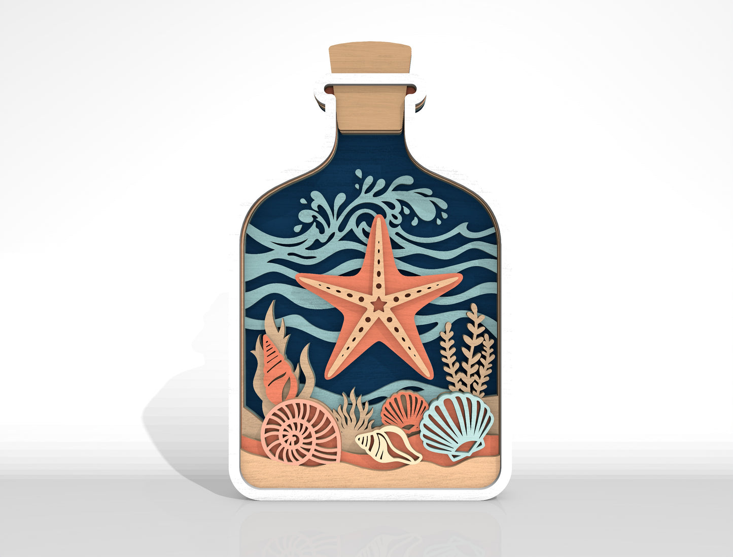 Ocean Bottle Multilayer Tabletop Sign SVG Bundle Laser Cut File for Glowforge and LightBurn