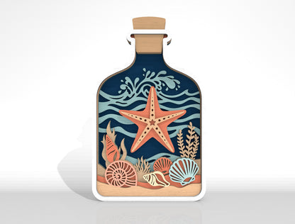 Ocean Bottle Multilayer Tabletop Sign SVG Bundle Laser Cut File for Glowforge and LightBurn