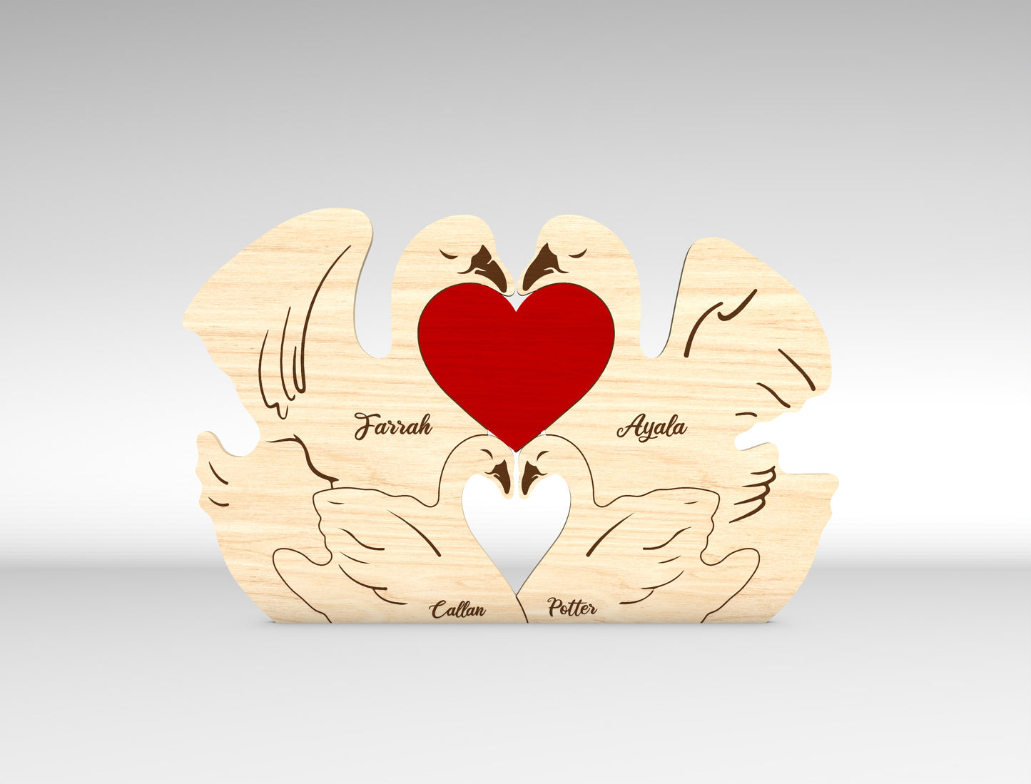 Personalized Family Swan Puzzle SVG for Glowforge and LightBurn