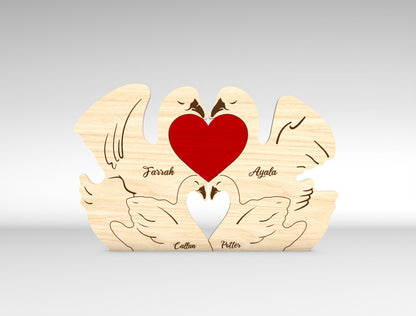 Personalized Family Swan Puzzle SVG for Glowforge and LightBurn