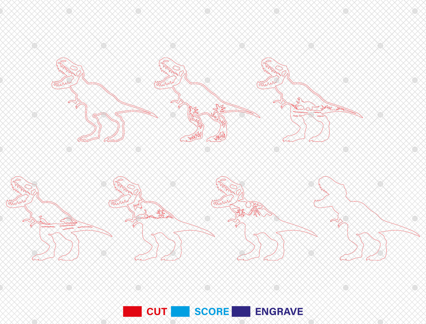 Multilayer Dinosaur SVG for Glowforge xTool Layered T Rex Laser Cut File