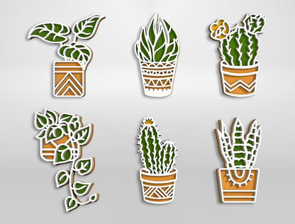 Home Plants Magnet SVG Bundle for Glowforge xTool Laser Cut File
