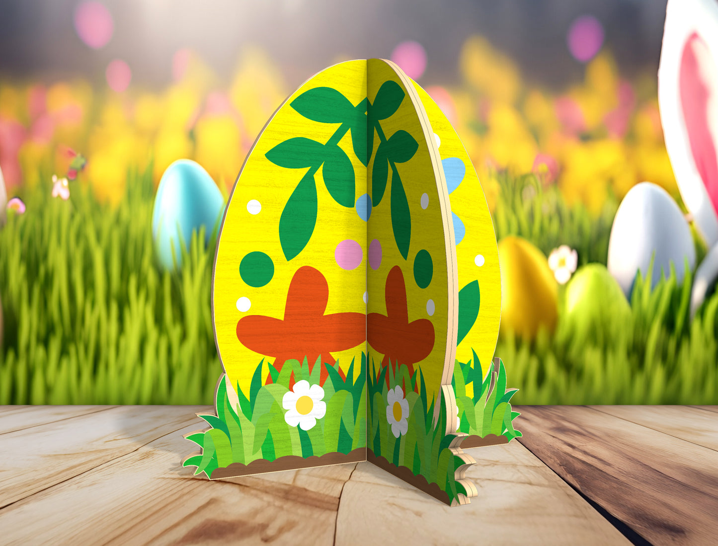 Easter Egg Stand SVG Freestanding Egg Ornament Spring for LightBurn