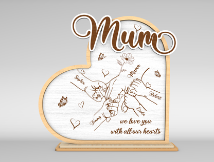 Mother's Day Personalized Family Hands Sign SVG for Glowforge