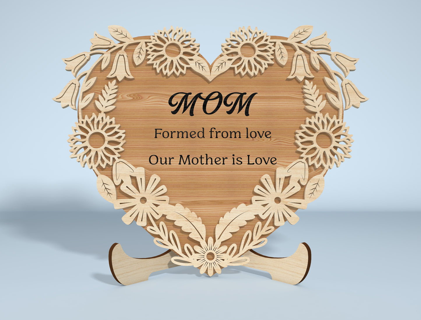 Floral Engraved Heart Stand Sign SVG Bundle for Glowforge