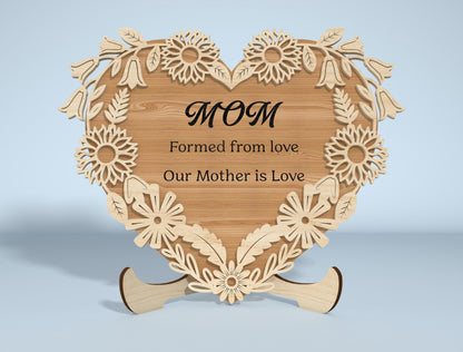 Floral Engraved Heart Stand Sign SVG Bundle for Glowforge