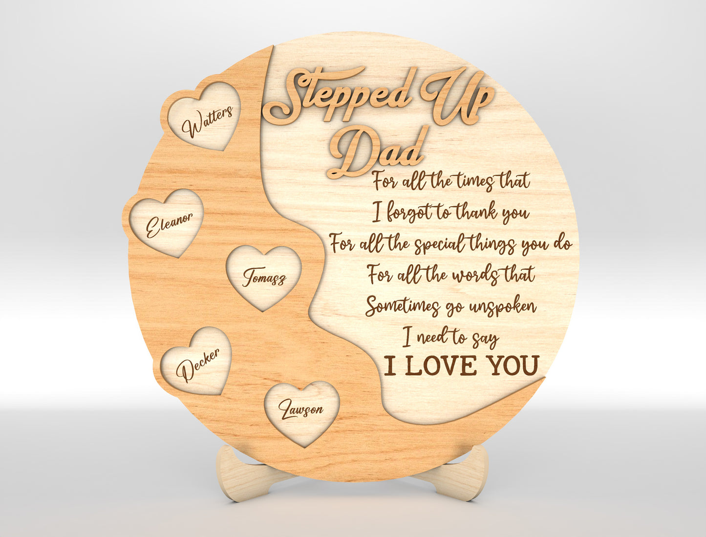 Dad Heart Keepsake Sign SVG Laser Cut File for xTool and Glowforge