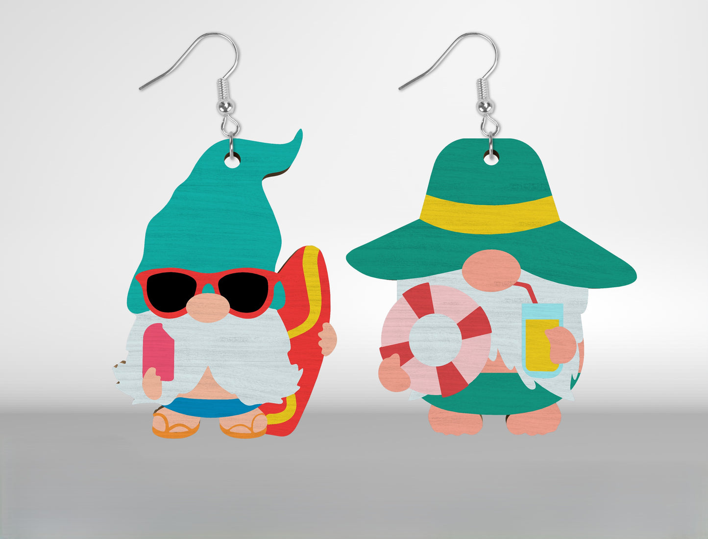 Summer Gnome Earrings SVG Bundle Laser Cut File for Glowforge and xTool