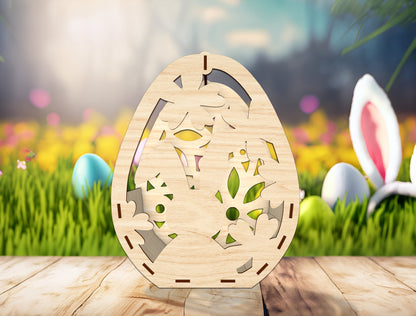 Easter Egg Bunny Farm Lantern SVG Spring Scene for Glowforge and xTool