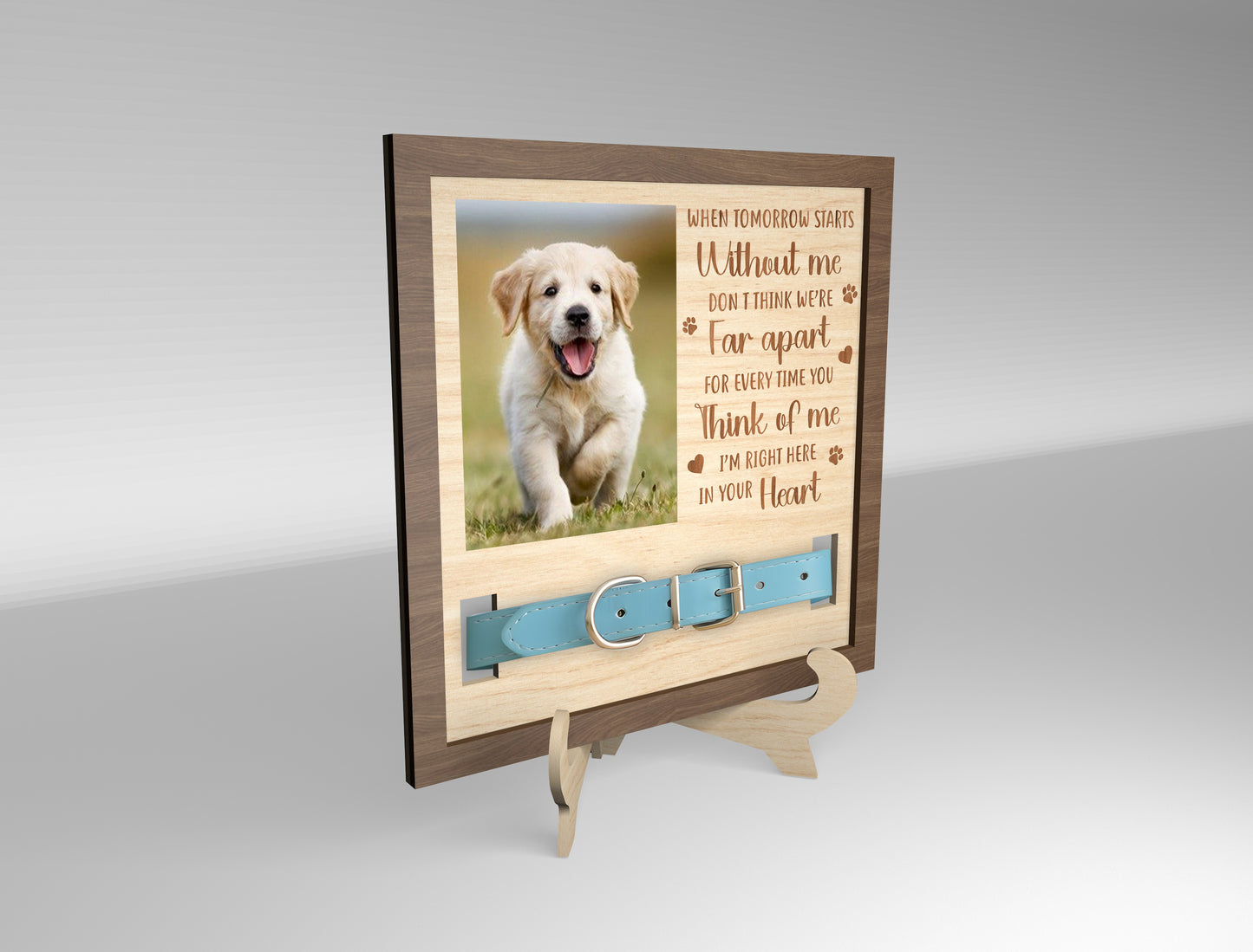 Pet Memorial Collar Frame Heart Quote SVG Laser Cut File for Glowforge