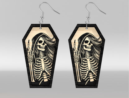 8 Skeleton Coffin Earrings SVG Halloween Laser Cut Bundle for LightBurn