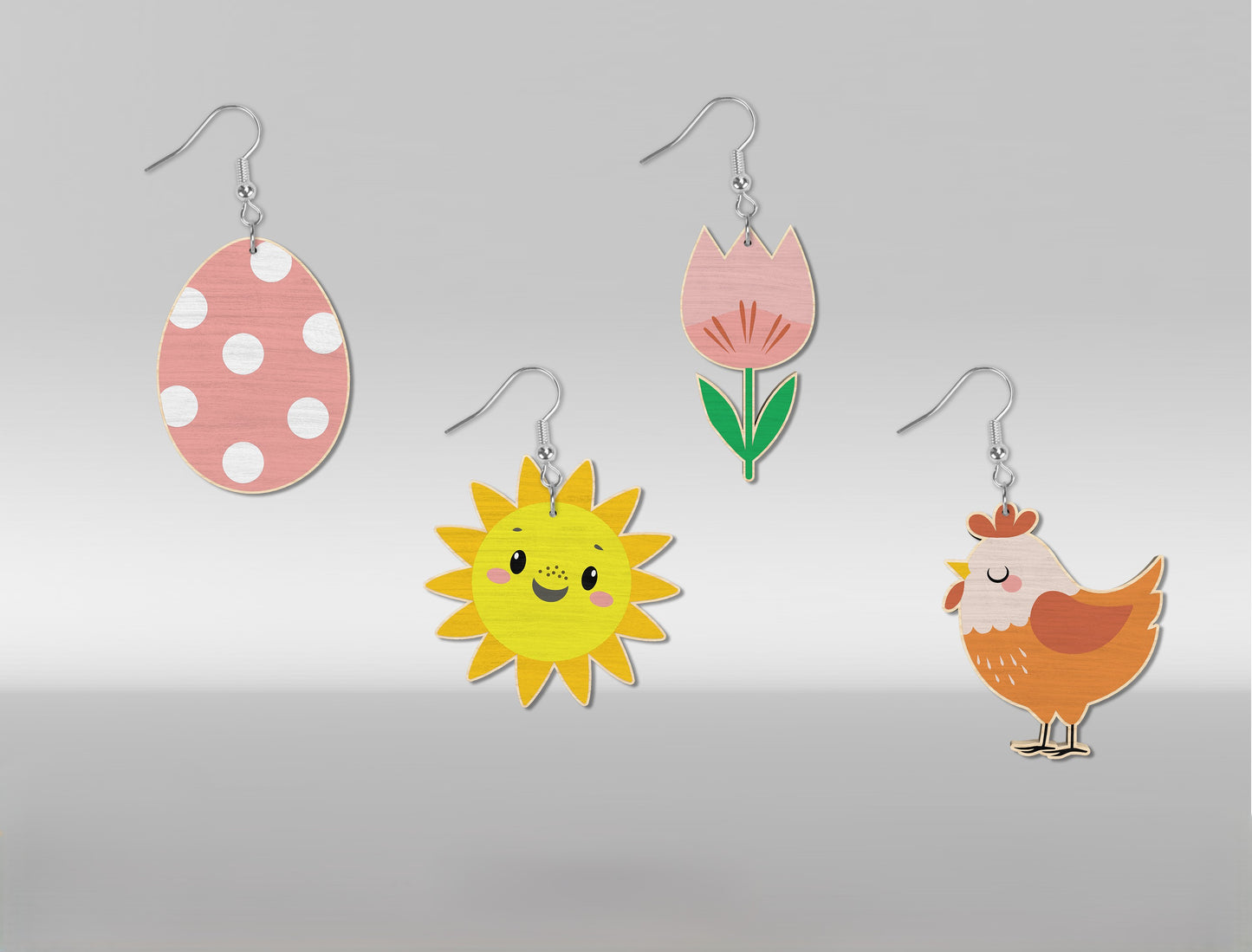 Easter Earrings SVG Bundle 16 Cute Spring Wooden Dangles for LightBurn and xTool