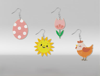 Easter Earrings SVG Bundle 16 Cute Spring Wooden Dangles for LightBurn and xTool