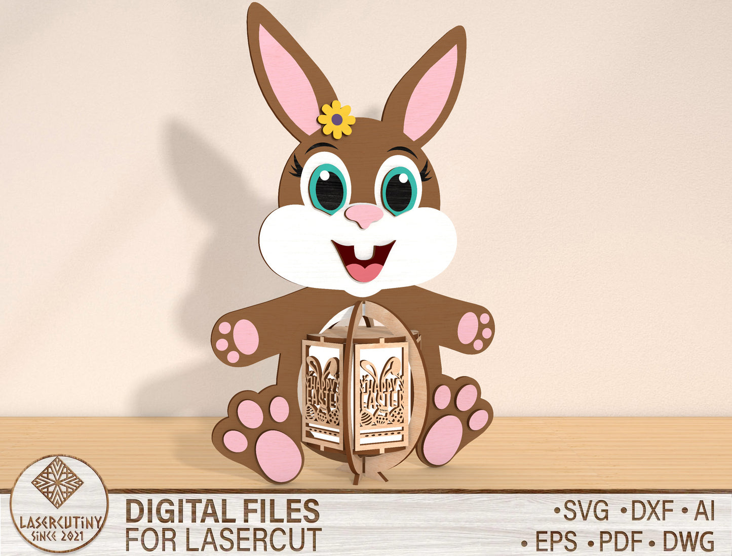 Bunny Lantern SVG Bundle Cute Rabbit Hanging Easter for Glowforge and xTool