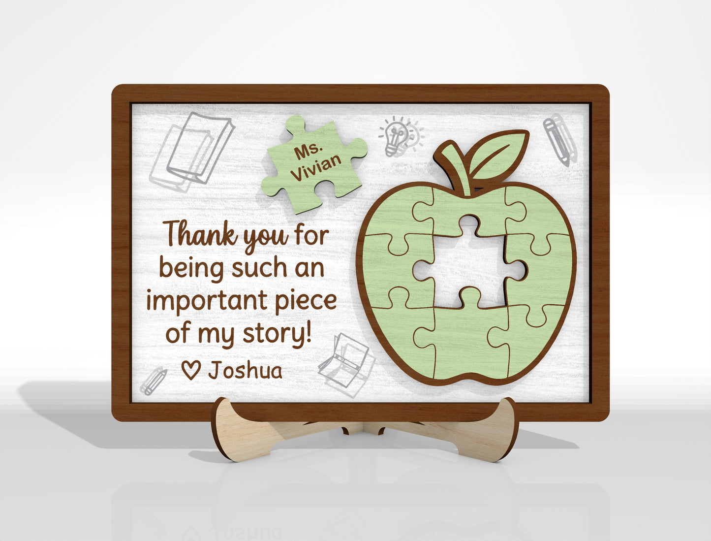 Teacher Puzzle Tabletop Sign SVG Bundle Laser Cut File for Glowforge and xTool
