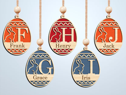 Easter Alphabet Ornament SVG Bunny Initial Monogram for Glowforge