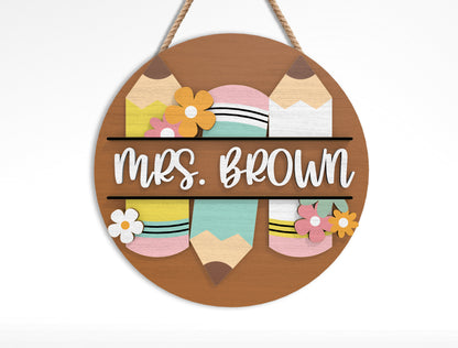 Personalized Teacher Sunflower Classroom Sign SVG Bundle Laser Cut File for Glowforge