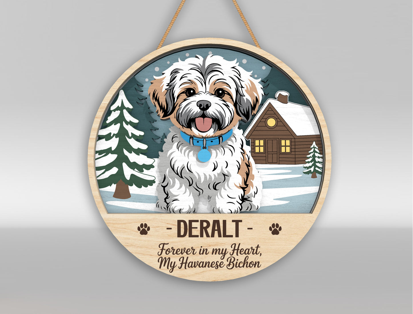 Dog Memorial Christmas Door Sign SVG Personalized Pet Remembrance Laser Cut File for Glowforge