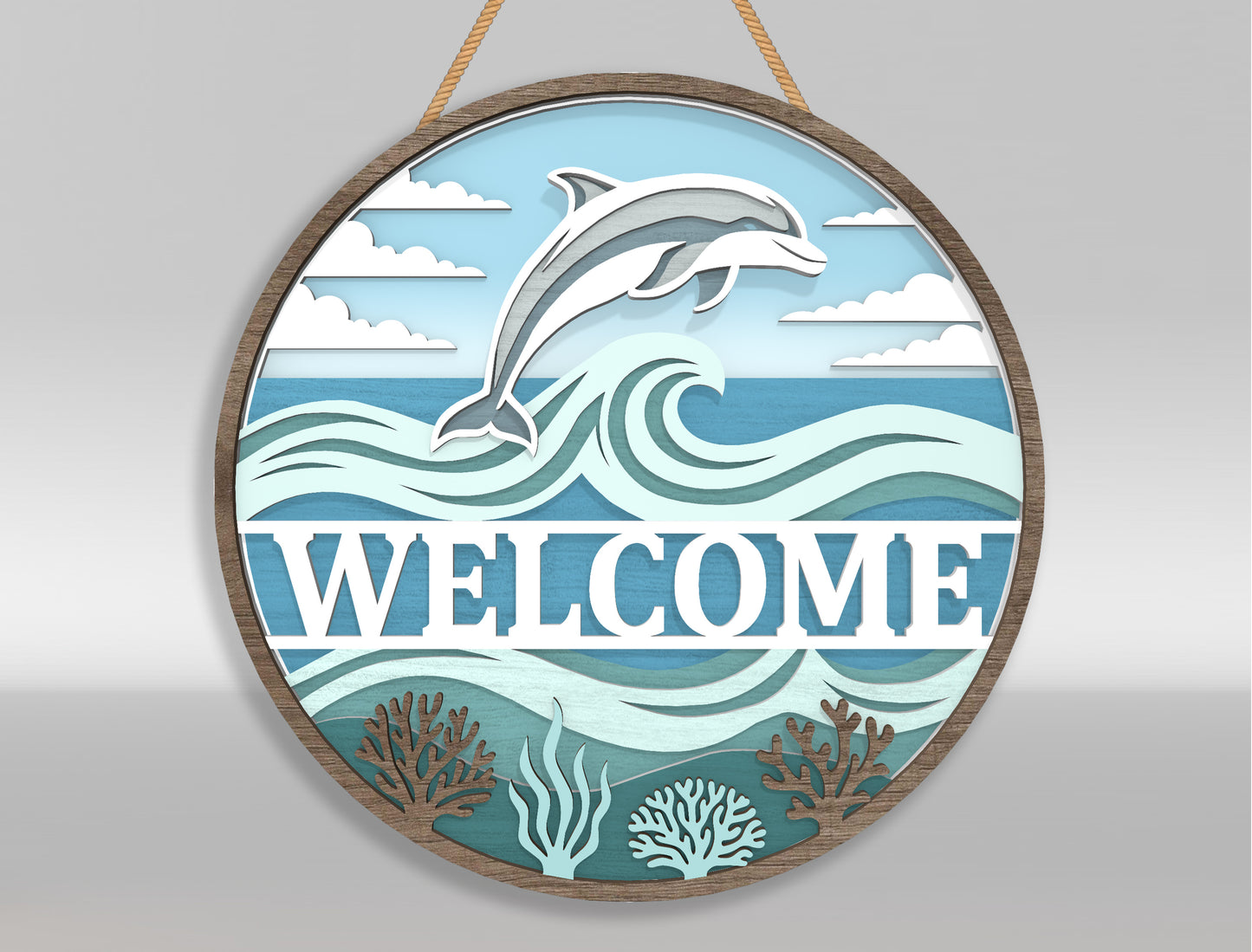 Ocean Welcome Door Hanger SVG Bundle for Glowforge and LightBurn