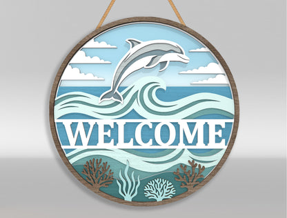 Ocean Welcome Door Hanger SVG Bundle for Glowforge and LightBurn