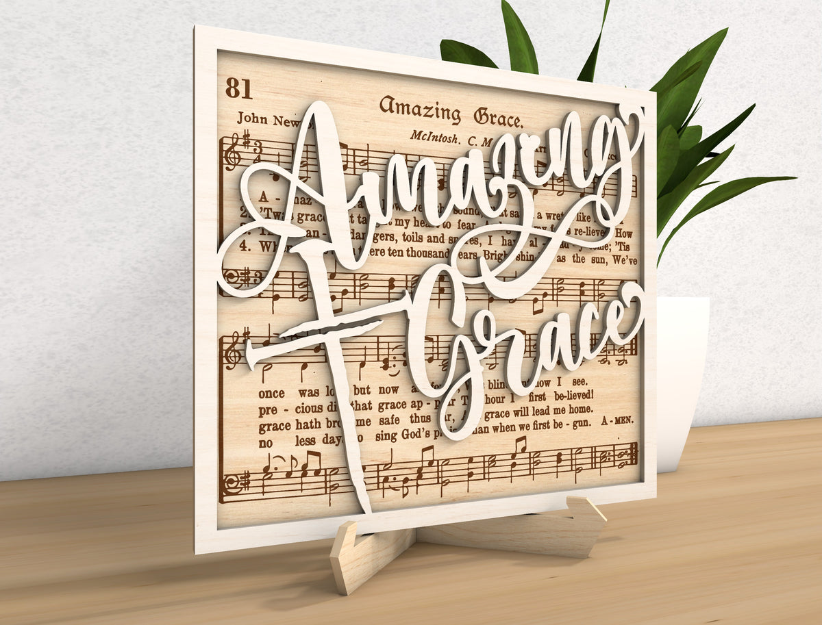 Amazing Grace Hymn Cross Wood Sign SVG 5