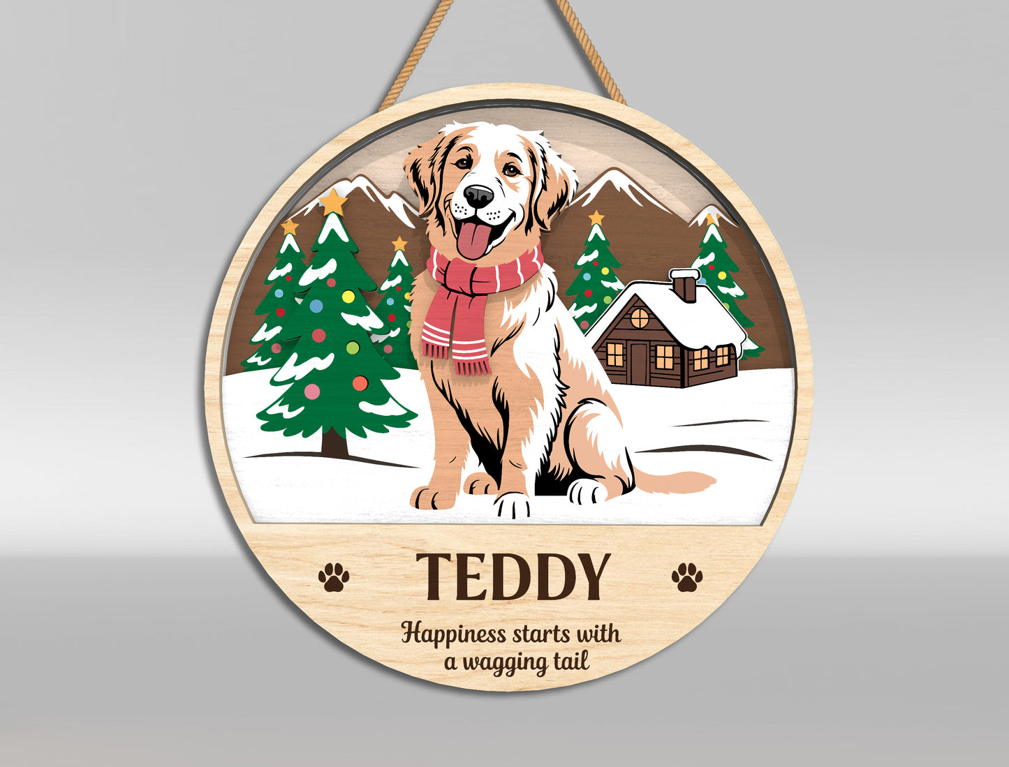 Personalized Dog Door Sign SVG Bundle Custom Pet Portrait Decor Laser Cut File for xTool