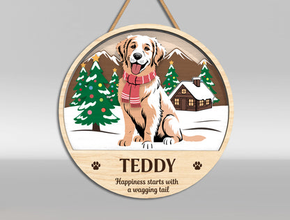 Personalized Dog Door Sign SVG Bundle Custom Pet Portrait Decor Laser Cut File for xTool