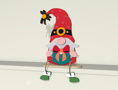Christmas Gnome Shelf Sitter Laser Cut File | Ready to Cut | Glowforge, xTool, LightBurn, etc.
